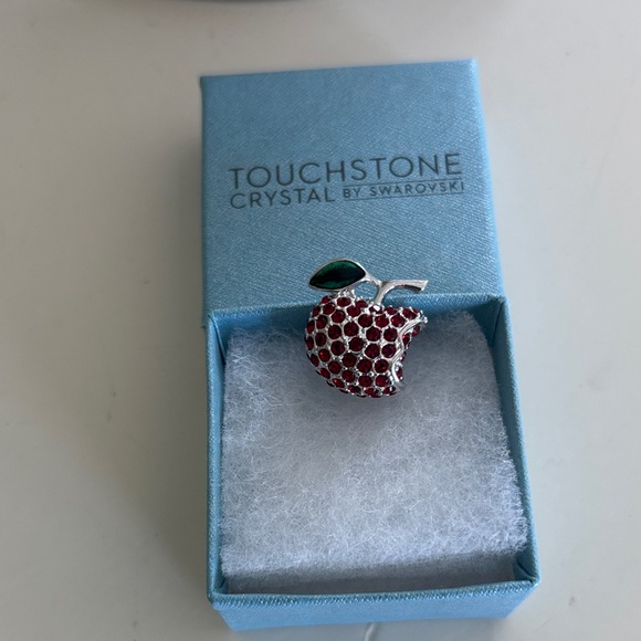 Touchstone Crystal Sparkling Red Apple Brooch - Picture 2 of 3